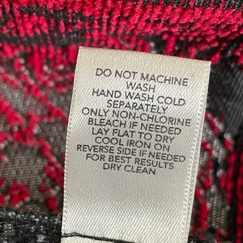 Christopher & Banks Zip Tapestry Blazer Red/Gray/Black Mandarin Collar Large - Picture 8 of 10